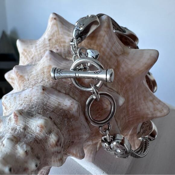 Brighton - "SPARKLING HEARTS" Elongated Heart Charm Toggle Bracelet - Picture 3 of 7